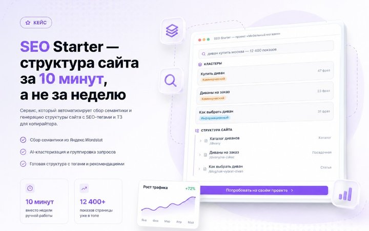 SEO Starter — сбор семантики, кластеры и структура сайта